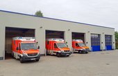 Blick auf die neue Fahrzeughalle der RKiSH-Rettungswache Uetersen (Foto: RKiSH)