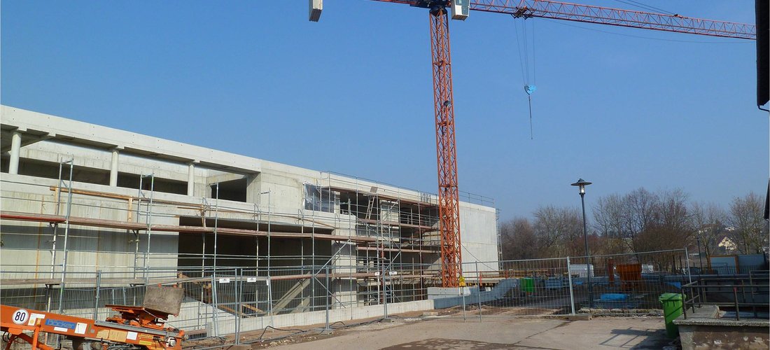 Rohbauphase des Neubaus in der Leipziger Straße 77 in Erfurt (Foto: FHE/ Hahn)