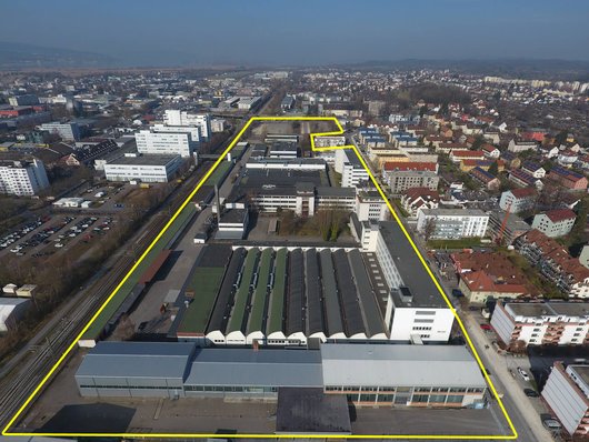Luftbild des rund 70.000 m² großen ehemaligen Siemensareals des Grundeigentümers und Projektentwicklers i+R (Foto: i+R) Luftbild des rund 70.000 m² großen ehemaligen Siemensareals des Grundeigentümers und Projektentwicklers i+R (Foto: i+R)