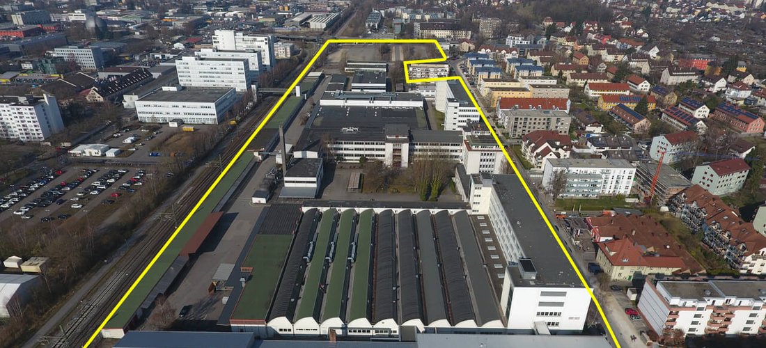 Luftbild des rund 70.000 m² großen ehemaligen Siemensareals des Grundeigentümers und Projektentwicklers i+R (Foto: i+R)