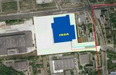 Lageplan des IKEA-Möbelhauses und der Abwasserleitungen, deren Wärme hier per Wärmepumpe zum Heizen und Kühlen genutzt wird. (Quelle: IKEA Deutschland)