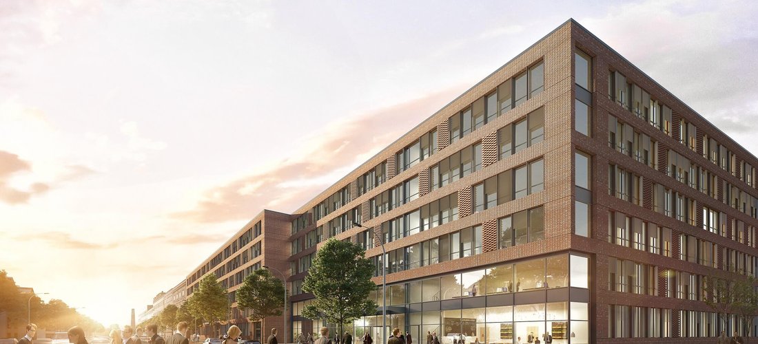 Der sechsgeschossige Büroneubau Campus Hamburg wird mit Luft-Wasser-Wärmepumpen beheizt und gekühlt. (Grafik: ECE)