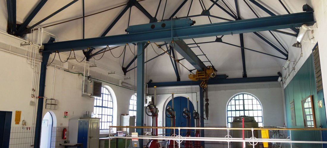 Blick in die Pumpenhalle des Pumpwerk Ochsenpferch (Foto: EBS Mannheim - Eigenbetrieb Stadtentwässerung Mannheim)