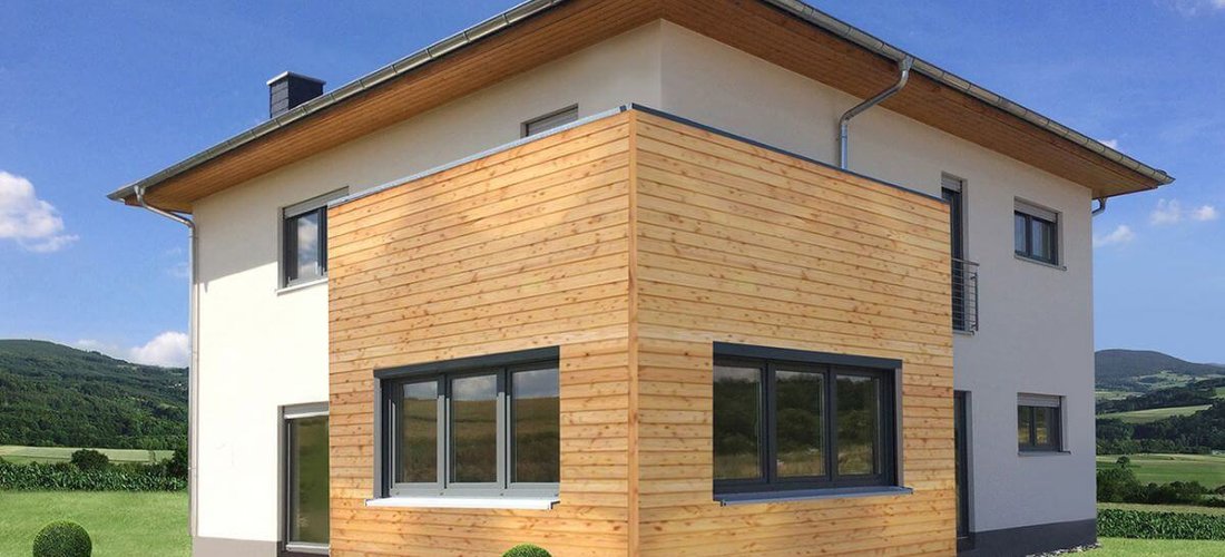 Im modernen Referenzgebäude von Holzbau Buss sorgt eine Luft-Wasser-Wärmepumpe von Buderus für hohen Wärme- und Warmwasserkomfort. (Bild: Holzbau Buss)