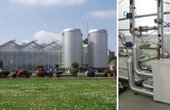 Wärmepumpe (rechts) im Niedrigenergiegewächshaus in Hannover (links) (Fotos: ZINEG.NET / Leibniz Universität Hannover)