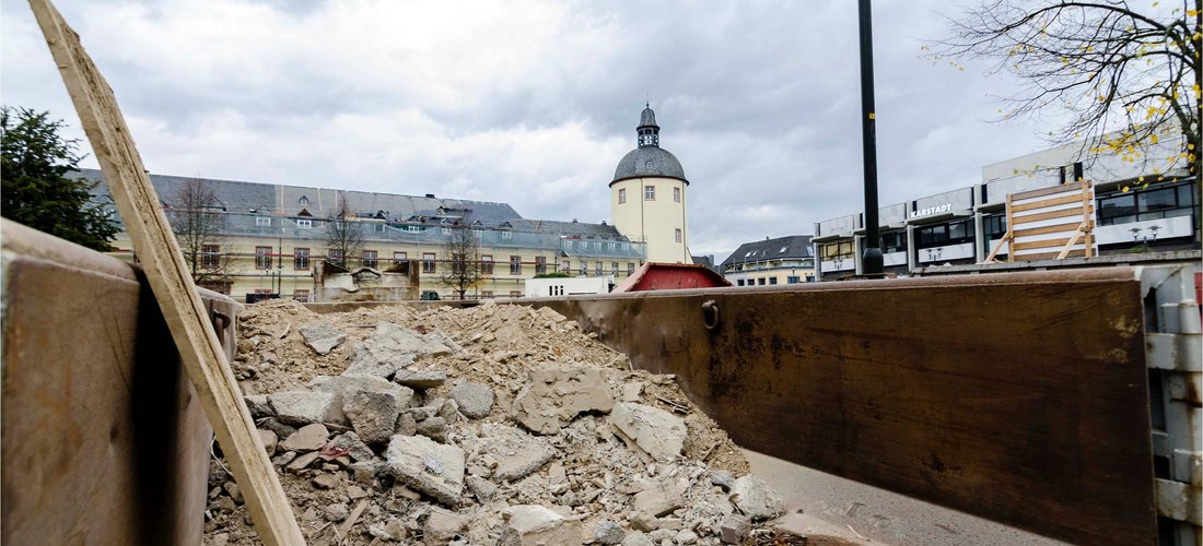 Bild von der Baustelle Unteres Schloss in Siegen (Copyright: Björn Bowinkelmann / Pressestelle Universität Siegen)