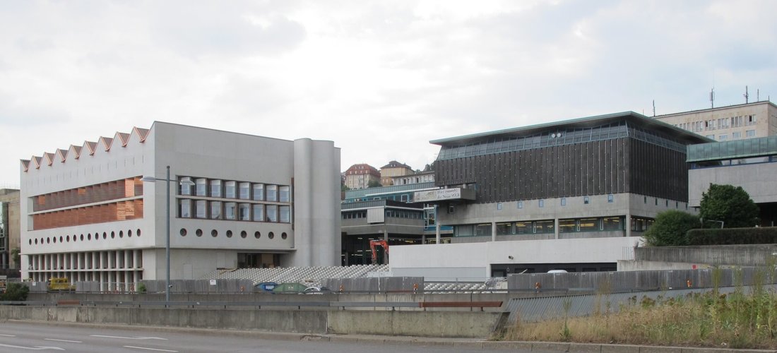 Foto von der Baustelle des Erweiterungsbaus der Württembergischen Landesbibliothek (Stand 19.07.2019) (Foto: Vermögen und Bau Baden-Württemberg - Amt Stuttgart)