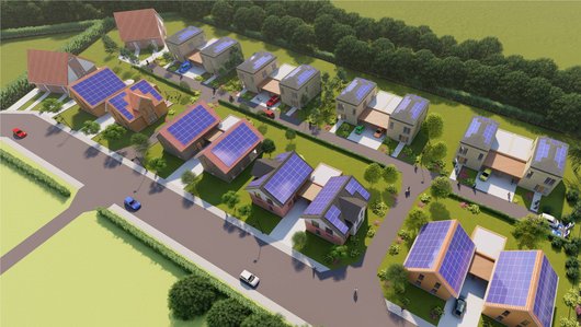 Die "Smart City" in Harsefeld wird u.a. mit modernster Wärmepumpentechnik versorgt. (Grafik: Viebrockhaus) Die "Smart City" in Harsefeld wird u.a. mit modernster Wärmepumpentechnik versorgt. (Grafik: Viebrockhaus)