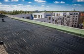 Solarthermische Absorber auf dem Dach, die im Sommer die Erdwärmesonden mit Solarwärme aufladen, um das Erdreich schneller zu regenerieren. (Foto: Geo-En Energy Technologies GmbH)